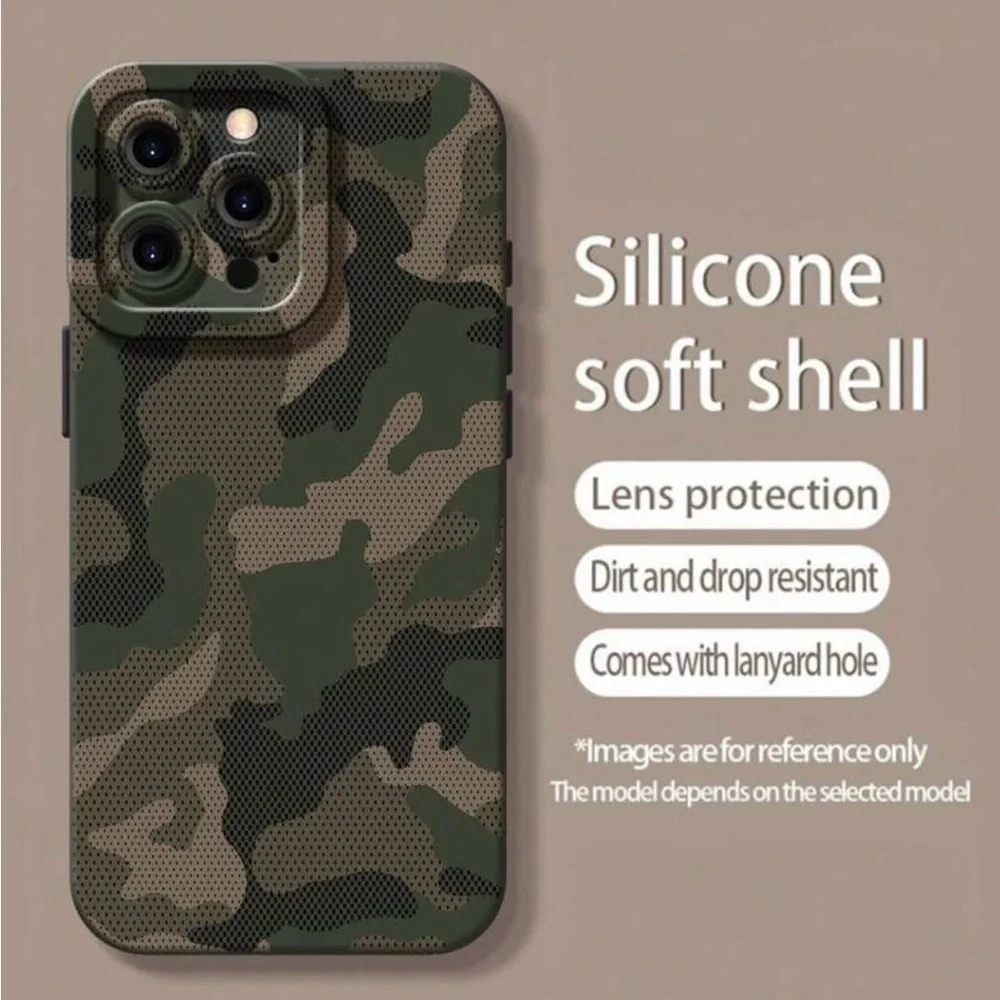 iPhone 13 Pro Phone Case Green Camo Print Black TPU Soft Case
